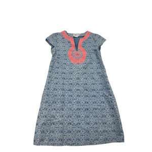 Vineyard Vines Tile Indio Print Blue Linen Dress size 00